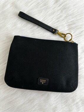 Fossil Textured Canvas Zipper Top Cosmetic Bag